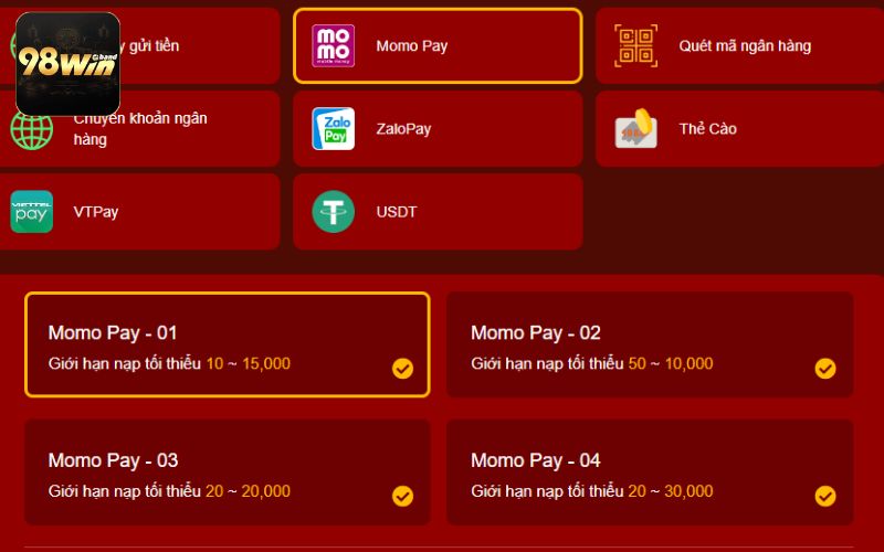Nạp Tiền 98Win Nhanh Chóng Chỉ Với Các Phương Thức Đơn Giản 2 5 bước thực hiện giao dịch qua ví điện tử thuận tiện